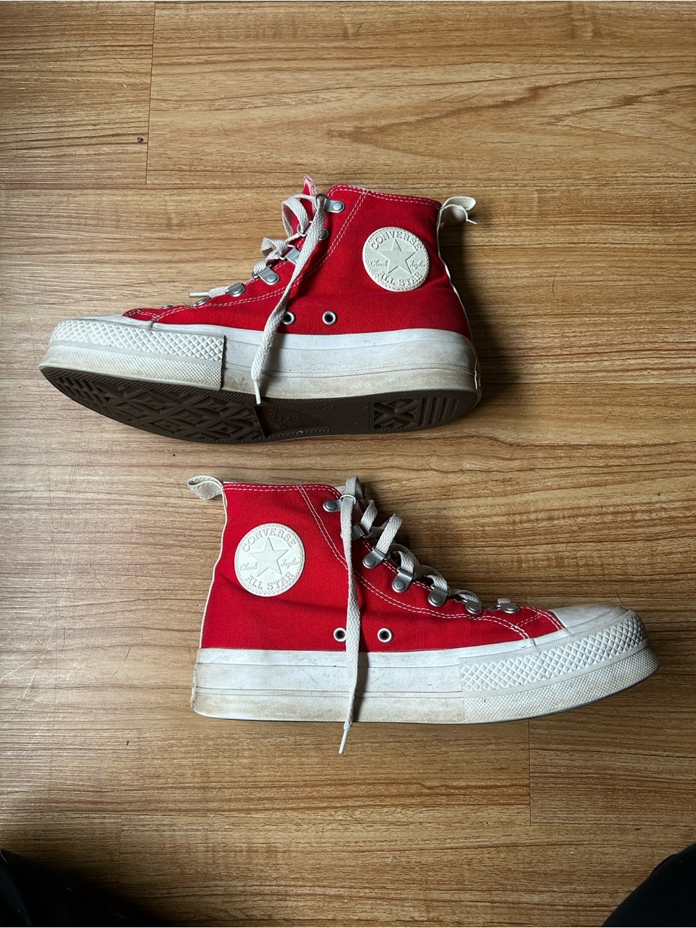 Converse Red and White High-Top Sneakers